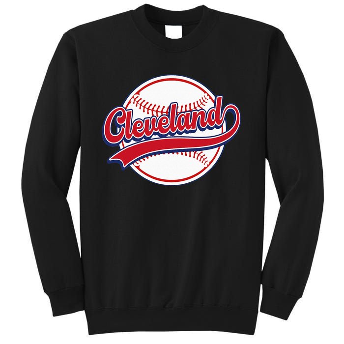 Vintage Cleveland Cityscape Baseball Lover Player And Fans Sweatshirt