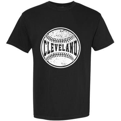 Vintage Cleveland Cityscape Baseball Lover Player And Fans Garment-Dyed Heavyweight T-Shirt