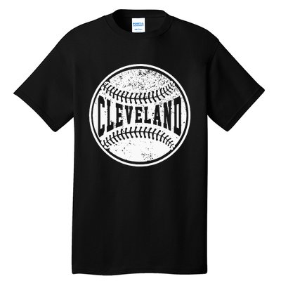 Vintage Cleveland Cityscape Baseball Lover Player And Fans Tall T-Shirt