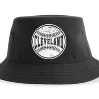 Vintage Cleveland Cityscape Baseball Lover Player And Fans Sustainable Bucket Hat