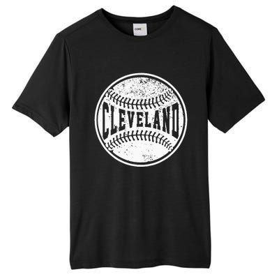 Vintage Cleveland Cityscape Baseball Lover Player And Fans Tall Fusion ChromaSoft Performance T-Shirt