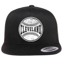 Vintage Cleveland Cityscape Baseball Lover Player And Fans Flat Bill Trucker Hat