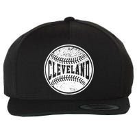 Vintage Cleveland Cityscape Baseball Lover Player And Fans Wool Snapback Cap