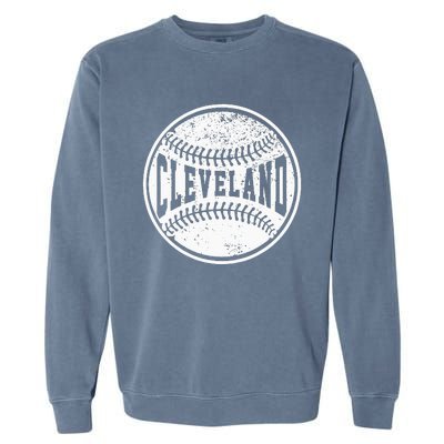 Vintage Cleveland Cityscape Baseball Lover Player And Fans Garment-Dyed Sweatshirt