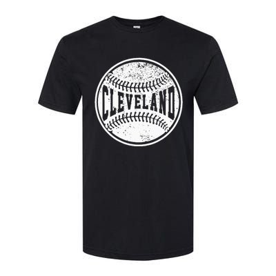 Vintage Cleveland Cityscape Baseball Lover Player And Fans Softstyle® CVC T-Shirt