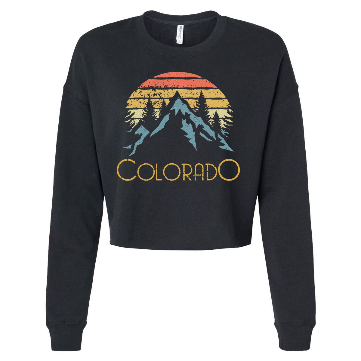 Vintage Co Colorado Mountains Outdoor Adventure Sweat Cropped Pullover Crew