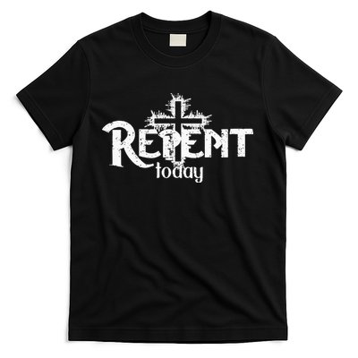 Vintage Christian Cross Design Repent Today T-Shirt