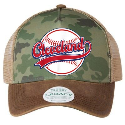 Vintage Cleveland Cityscape Baseball Lover Player And Fans Legacy Tie Dye Trucker Hat