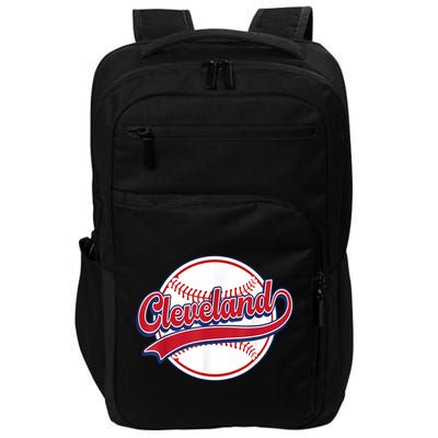 Vintage Cleveland Cityscape Baseball Lover Player And Fans Impact Tech Backpack