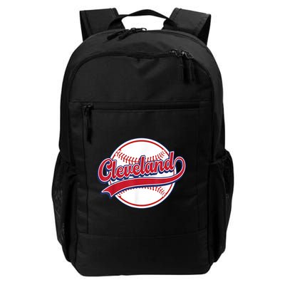 Vintage Cleveland Cityscape Baseball Lover Player And Fans Backpack