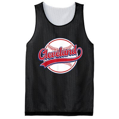 Vintage Cleveland Cityscape Baseball Lover Player And Fans Mesh Reversible Basketball Jersey Tank