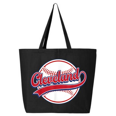Vintage Cleveland Cityscape Baseball Lover Player And Fans 25L Jumbo Tote
