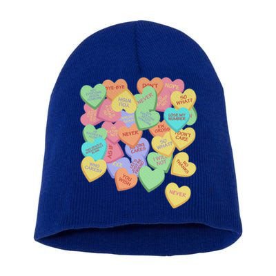 Vintage Candy Conversation Hearts Nti Valentines Day Gift Short Acrylic Beanie