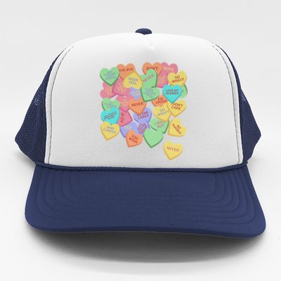 Vintage Candy Conversation Hearts Nti Valentines Day Gift Trucker Hat