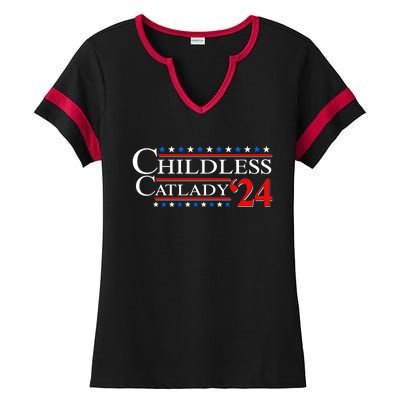 Vote Childless Catlady 2024 Ladies Halftime Notch Neck Tee