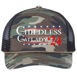 Vote Childless Catlady 2024 Retro Rope Trucker Hat Cap