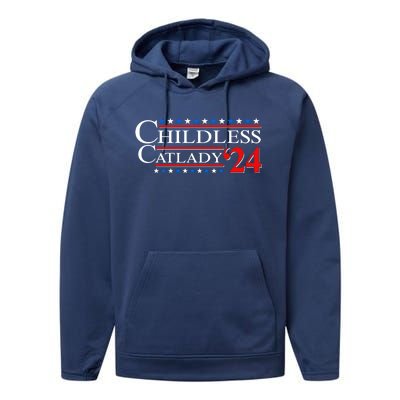 Vote Childless Catlady 2024 Performance Fleece Hoodie