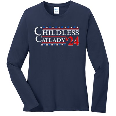 Vote Childless Catlady 2024 Ladies Long Sleeve Shirt