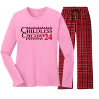 Vote Childless Catlady 2024 Women's Long Sleeve Flannel Pajama Set 