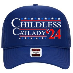 Vote Childless Catlady 2024 High Crown Mesh Back Trucker Hat