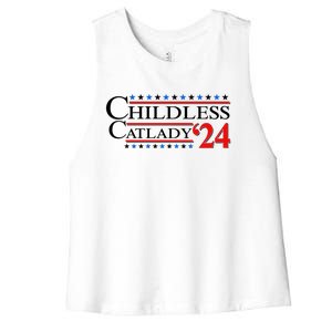 Vote Childless Catlady 2024 Women's Racerback Cropped Tank