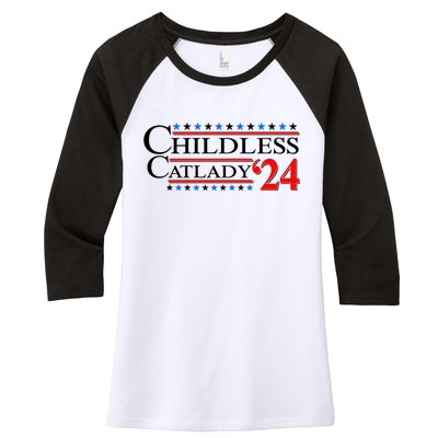 Vote Childless Catlady 2024 Women's Tri-Blend 3/4-Sleeve Raglan Shirt