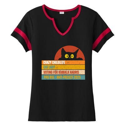 Vintage Childless Cat Ladies For Kamala Harris President 47 Ladies Halftime Notch Neck Tee