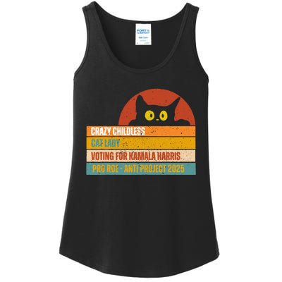 Vintage Childless Cat Ladies For Kamala Harris President 47 Ladies Essential Tank