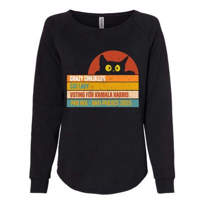 Vintage Childless Cat Ladies For Kamala Harris President 47 Womens California Wash Sweatshirt