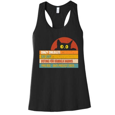 Vintage Childless Cat Ladies For Kamala Harris President 47 Women's Racerback Tank