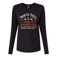 Vintage Christmas Company North Pole Milk And Cookie Co Womens Cotton Relaxed Long Sleeve T-Shirt