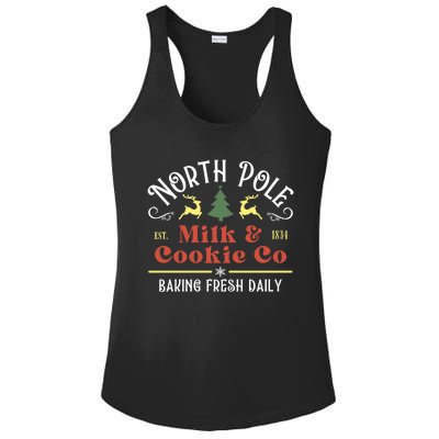 Vintage Christmas Company North Pole Milk And Cookie Co Ladies PosiCharge Competitor Racerback Tank