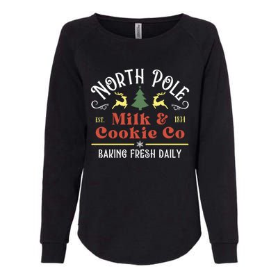 Vintage Christmas Company North Pole Milk And Cookie Co Womens California Wash Sweatshirt