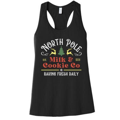 Vintage Christmas Company North Pole Milk And Cookie Co Women's Racerback Tank