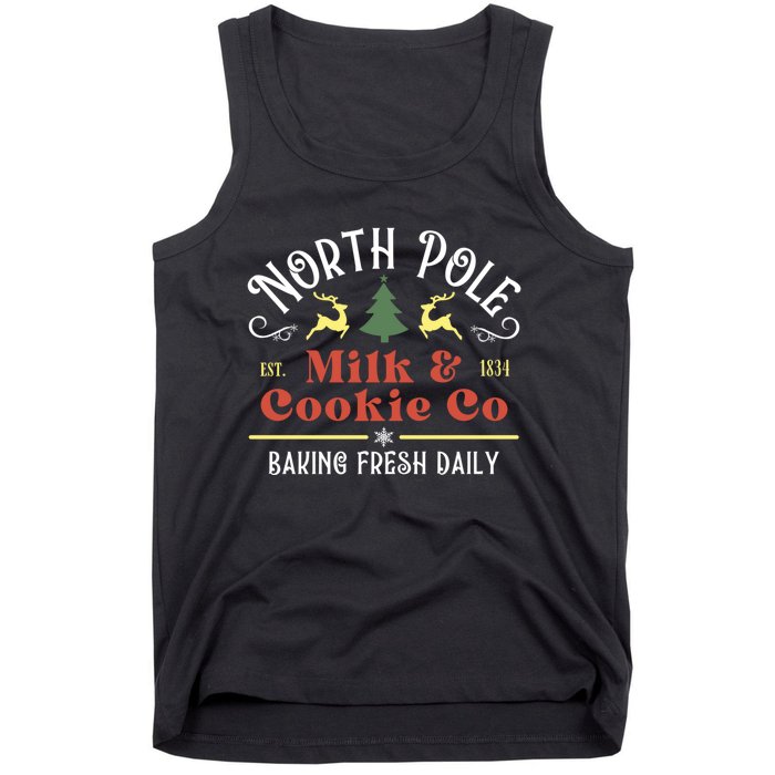 Vintage Christmas Company North Pole Milk And Cookie Co Tank Top