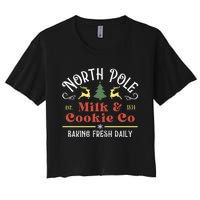 Vintage Christmas Company North Pole Milk And Cookie Co Women's Crop Top Tee