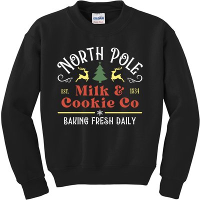 Vintage Christmas Company North Pole Milk And Cookie Co Kids Sweatshirt