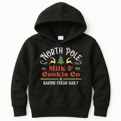 Vintage Christmas Company North Pole Milk And Cookie Co Kids Hoodie