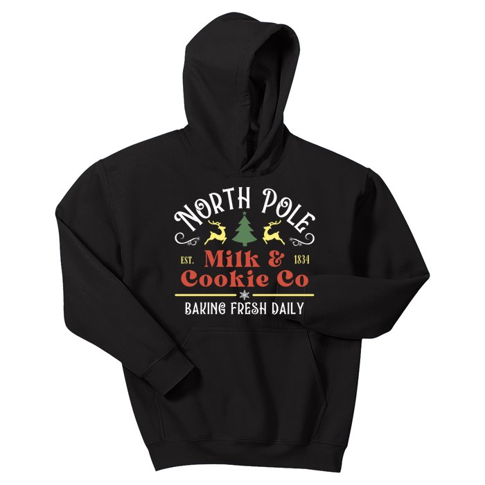 Vintage Christmas Company North Pole Milk And Cookie Co Kids Hoodie