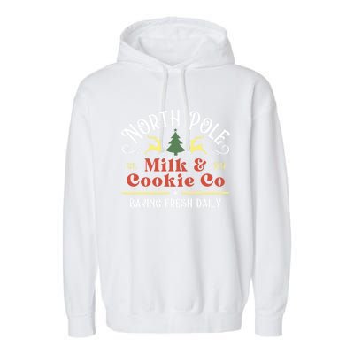 Vintage Christmas Company North Pole Milk And Cookie Co Garment-Dyed Fleece Hoodie