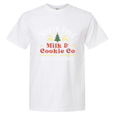 Vintage Christmas Company North Pole Milk And Cookie Co Garment-Dyed Heavyweight T-Shirt