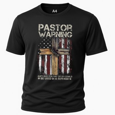 vintage Christian Cross USA Flag Pastor Warning Performance Shirt