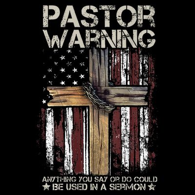 vintage Christian Cross USA Flag Pastor Warning T-Shirt