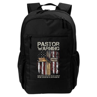 vintage Christian Cross USA Flag Pastor Warning Backpack
