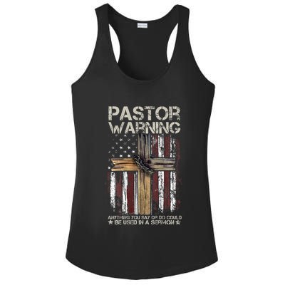 vintage Christian Cross USA Flag Pastor Warning Ladies PosiCharge Competitor Racerback Tank