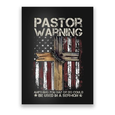 vintage Christian Cross USA Flag Pastor Warning Poster