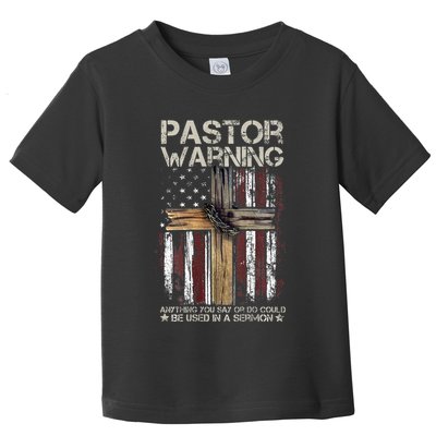 vintage Christian Cross USA Flag Pastor Warning Toddler T-Shirt
