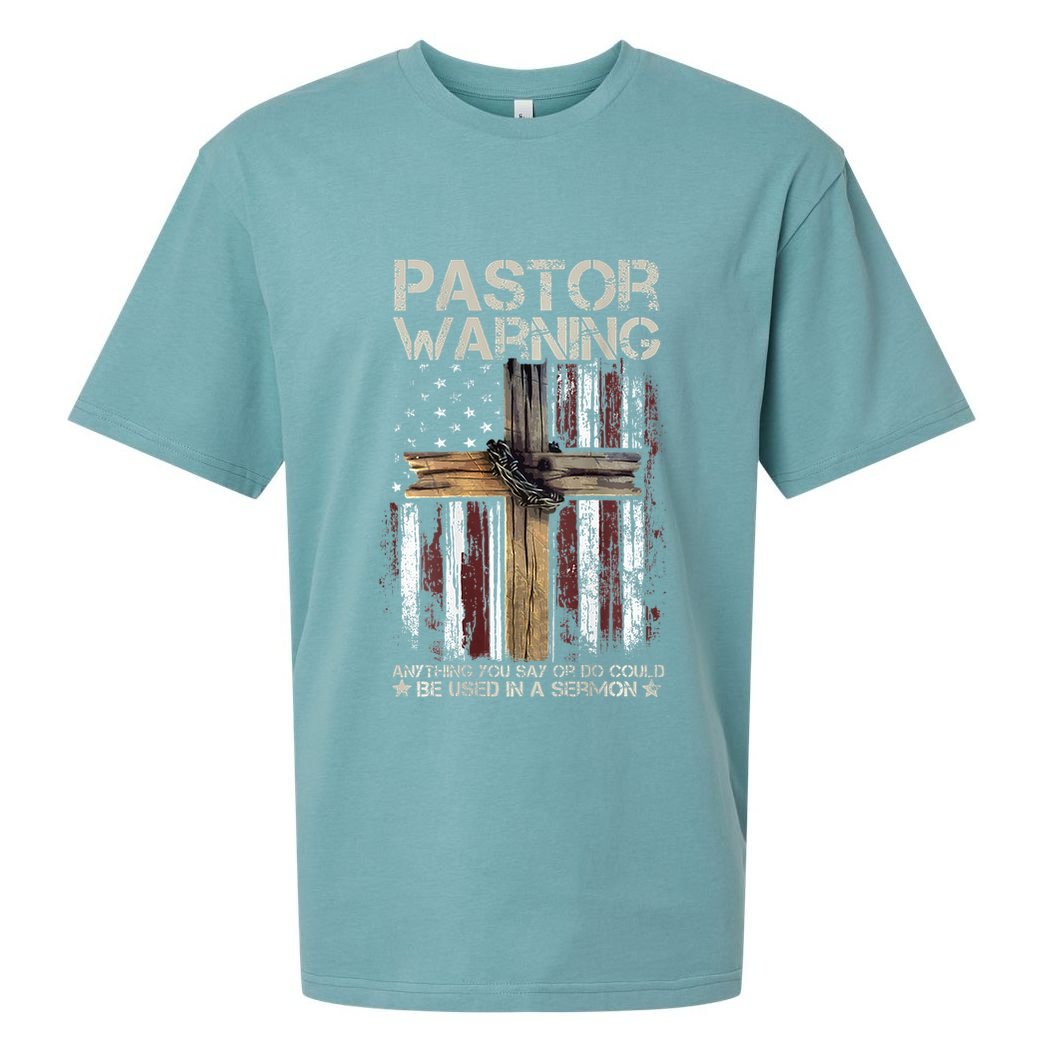 vintage Christian Cross USA Flag Pastor Warning Sueded Cloud Jersey T-Shirt