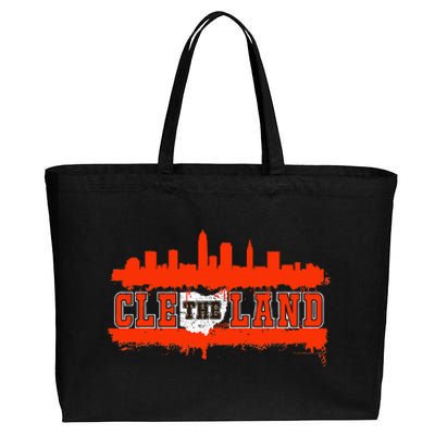 Vintage CLE Cleveland Skyline Cotton Canvas Jumbo Tote