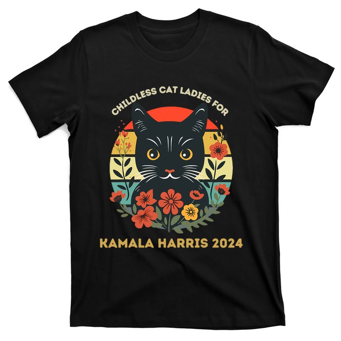 Vintage Childless Cat Ladies For Kamala Harris 2024 Election T-Shirt